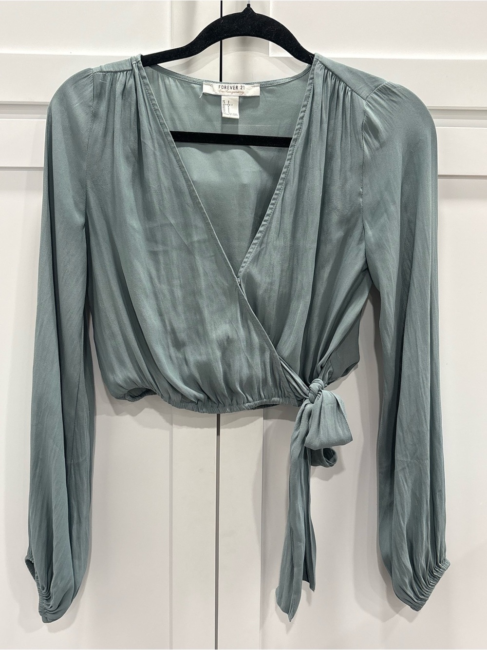 Forever 21 Light Sage Green Wrap Blouse